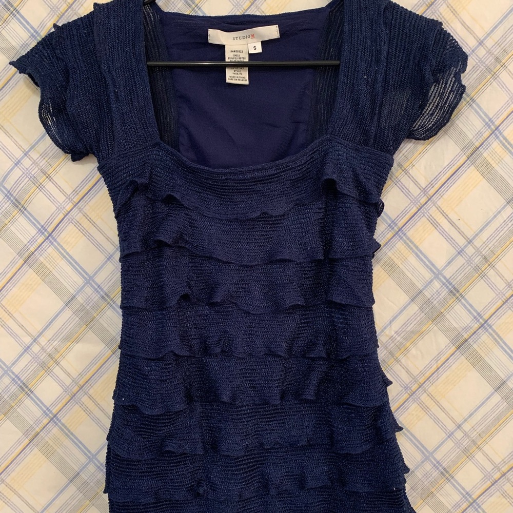 Royal blue Ribbon Mesh T-shirt